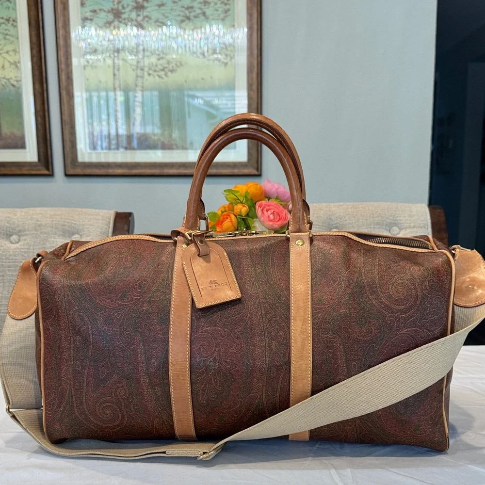 Authentic Etro Brown Paisley Travel Bag